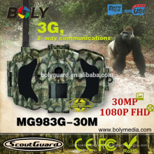 Nueva cámara de video de caza a prueba de agua 3G GMS GPRS MMS 30MP y 1080P FHD Bolyguard MG983G-30M